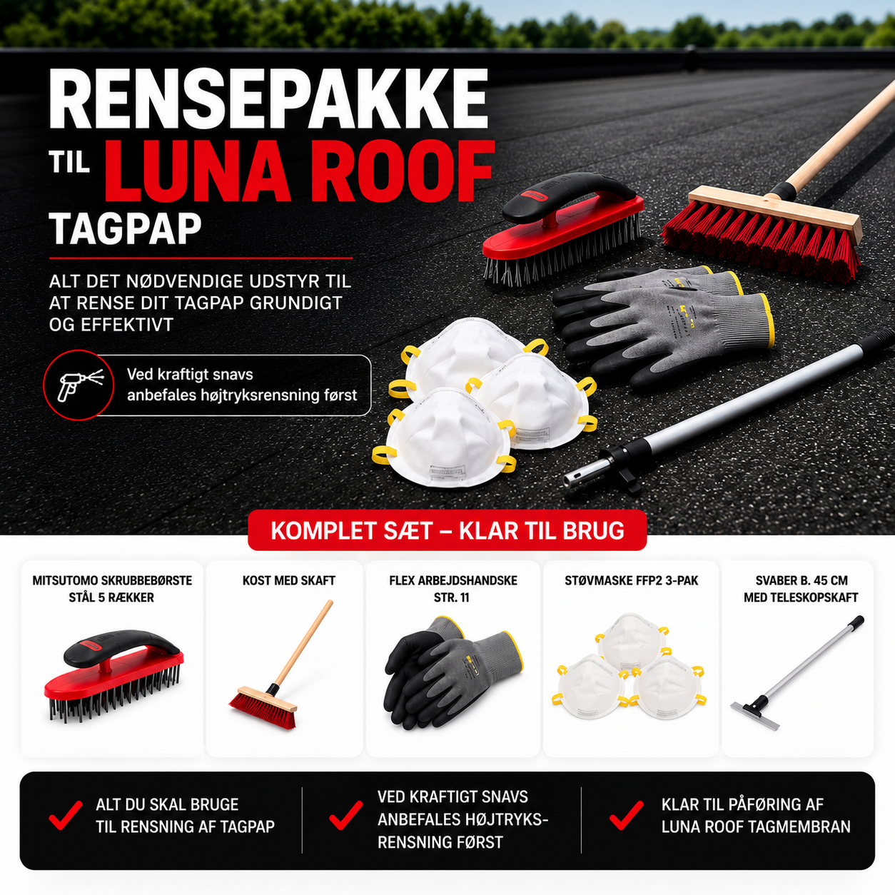 Kit de nettoyage pour membrane de toiture Luna Roof
